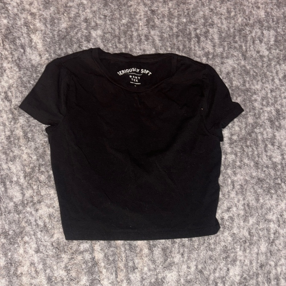 A black baby tee crop top from Aéropostale, size medium.